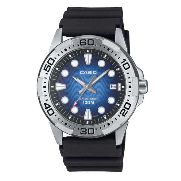 Casio MTD 140 2AVDF Silver Blue Dial Black Rubber